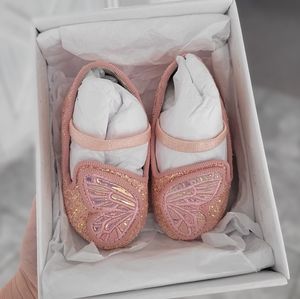 Sophia Webster Mini Butterfly Ballerina Baby, Size 16/17, Pink Glitter & Pearl